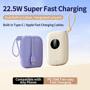 มินิพาวเวอร์แบงค์ 22.5W ชาร์จเร็ว พร้อมสาย Type-C ในตัว ดีไซน์พกพาขนาดกะทัดรัดแบบสองพอร์ต - Product Image 2