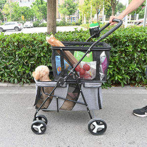Nouveau Double Pet Shopping Cart Camping <span class=keywords><strong>Acheter</strong></span> Légumes Stall Cart Grande Capacité Stockage Portable Facile à Plier - Product Image 2