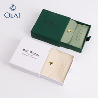 Boîte d'emballage pour bijoux en carton avec logo personnalisé, pochette en cuir PU, boîtes à bijoux avec tiroir