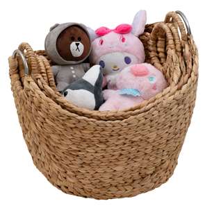 Natural Water Hyacinth Storage Baskets With Handles Oval Shape <b>Rustic</b> Style Multi Purpose Use Wholesale Price from Vietnam - Product Image 2