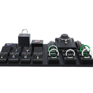 Tùy chỉnh in bức tượng bảng trang sức hiển thị Set busts da lộn màu đen cửa hàng đồ trang sức hiển thị khán đài - Product Image 4