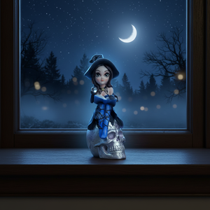 รูปปั้นเรซิ่นรูปนางฟ้าพร้อมลูกแก้ว กระโหลกนั่งตกแต่งฮาโลวีน รายละเอียดประณีต วาดด้วยมือ - Product Image 3