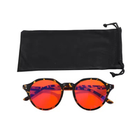 Lunettes anti-lumière bleue à monture ronde orange ambré 99.9% pour une meilleure sensibilité à la lumière du sommeil Bloqueur de lumière bleue