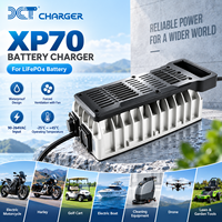 Chargeur de batterie LiFePO4 personnalisé, directement de l'usine, XP70, étanche, pour moto électrique, voiturette de golf, bateau, 90-264VAC, refroidissement par ventilateur