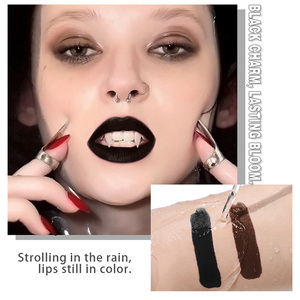 Rouge à lèvres noir mat imperméable <span class=keywords><strong>gothique</strong></span> pour le marché européen et américain, <span class=keywords><strong>maquillage</strong></span> de fête d'<span class=keywords><strong>Halloween</strong></span>, longue tenue, haute pigmentation, tendance, festif - Product Image 2