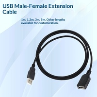 Kabel Ekstensi USB Ujung Ganda Pria Wanita dengan Cincin Magnetik Berpelindung Bahan PVC untuk Peralatan Komputer