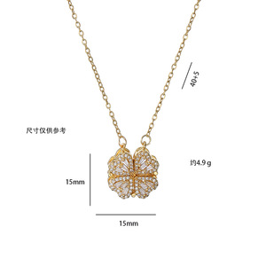 <span class=keywords><strong>Collier</strong></span> Femme Multi-Styles <span class=keywords><strong>en</strong></span> Gros 2-<span class=keywords><strong>en</strong></span>-1, Plaqué Or, Trèfle et Cœur Ouvert, Chaîne de Clavicule Empilable - Product Image 5