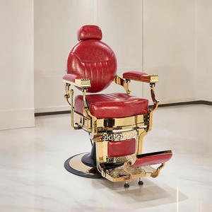 Large Retro-Style Reclining <b>Barber</b> <b>Chair</b> for Men Synthetic Leather Shaving and Haircutting <b>Chair</b> - Product Image 2
