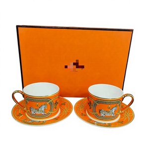 Best-selling Luxury Living Room Eco-Friendly Bone China Ceramic Coffee Cup and Saucer <b>Gift</b> <b>Box</b> - Product Image 1