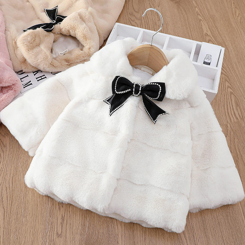 2024 Autumn Baby Girls Jacket Cute Faux Fur Coat for Toddler - Main Image