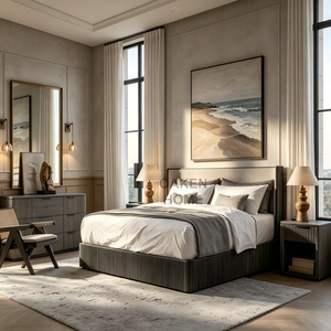 OAKEN Luxury <strong>Complete</strong> Bedroom <strong>Sets</strong> king Size Double <strong>Bed</strong> Room Home Storage Oak Wooden Frame Modern Full Bedroom Furniture <strong>Set</strong> - Product Image 1