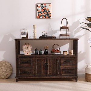 New Chinese style <b>sideboard</b>, American retro solid wood tea cabinet, wall-mounted <b>storage</b> cabinet, multi-functional shelf, can - Product Image 4