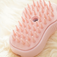 Brosse de toilettage 3-en-1 pour animaux de compagnie : vaporisateur, massage et peigne à vapeur, style patte de chat, avec compartiment pour liquide, pour chats et chiens
