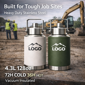 Bouteille d'eau isotherme en acier inoxydable de 128 oz pour chantier, idéale pour les environnements de travail intensifs - Product Image 4
