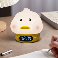 EMAF Forme Canard Silicone Enfants Chambre à coucher Décor Cadeau RVB Atmosphère Souple Table de Bureau Horloges Numériques Veilleuse Réveil