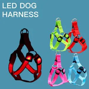 Manufacturer wholesale outdoor nylon adjustable custom rechargeable led dog harness