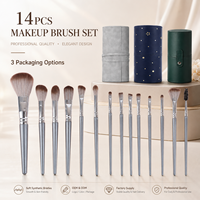 Ensemble de pinceaux de maquillage professionnels de luxe 14 pièces avec 3 options d'emballage, poils synthétiques, logo personnalisé OEM, prêt à offrir en cadeau