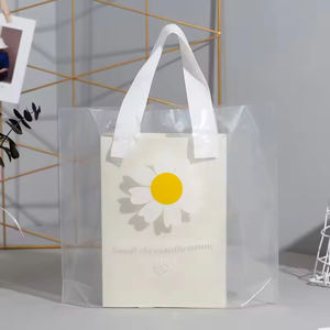 Sacs de shopping en PE jetables à logo personnalisé recyclables, avec soufflet latéral, découpés, avec poignées souples - Product Image 5