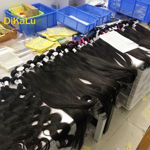 DKL 100% unbehandelte brasilianische Echthaar-Bündel, intakte Schuppenschicht, doppelt gezogen, Natur Schwarz 1B, kein Haarausfall, zum Weben - Product Image 3
