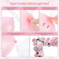 Kit de guirlande de ballons vache rose, ballons en latex à imprimé vache, bannière Joyeux Anniversaire, décoration de fête d'anniversaire pour filles sur le thème des animaux de la ferme, 1er anniversaire