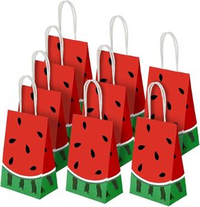 Sacs à friandises en papier sur le thème de la pastèque d'été pour décorations et fournitures de fête d'anniversaire et de piscine - Product Image 1