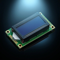 Écran LCD monochrome à matrice de points 0802A, écran à cristaux liquides 5V bleu-jaune, type réflexion directe COB, panneau de commande de caractères