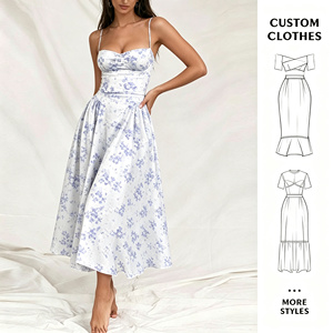 Robe longue décontractée et sexy pour femme, respirante, en tissu floral imprimé numériquement, avec logo frontal, service OEM, robe d'été - Product Image 2