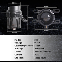 Projecteur de brouillard LED F20 2 pouces 35W/40W 12V IP67 étanche à refroidissement rapide en aluminium neuf pour feux de brouillard universels de voiture