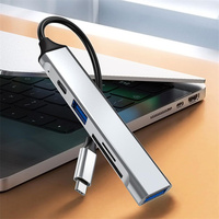 Station d'accueil multiport USB Type C Hub 5 en 1 avec lecteur de carte USB3.0 2.0 pour ordinateurs portables