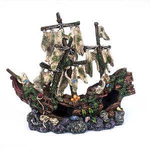 Xinly atacado da fábrica poliresina ruim tanque de peixes pirata do aquário navio enfeites decoração - Product Image 6