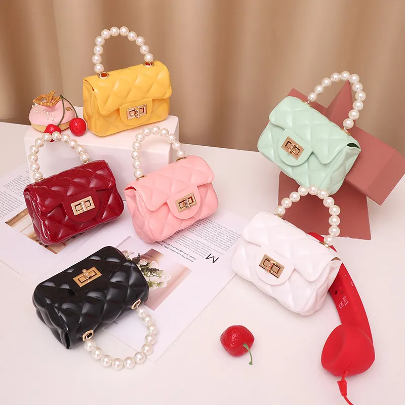 Jelly purse Handbag wholesale woman silicone mini jelly Chain ladies bags pearl candy kids small Jelly purses and handbags