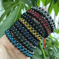 Bracelet d'amitié en macramé tressé de haute qualité, en acier inoxydable plaqué PVD imperméable, perles de 4 mm et 6 mm, pour femmes et hommes, cadeau d'anniversaire