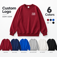 Sweat-shirt en coton lourd 300G avec logo brodé personnalisé, coupe ample, épaules tombantes, col rond, vêtements de travail pour hommes