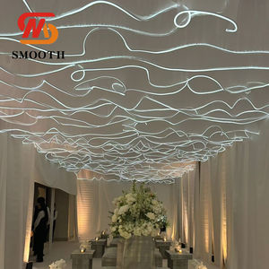 ผ้าชีฟองสีขาวหรูหราสำหรับงานแต่งงาน พร้อมไฟ LED สำหรับตกแต่งแขวนเพดาน - Product Image 5