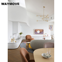 Meubles de cuisine modulaires modernes WAYMOVE, îlot élégant avec plan de travail en marbre, charnières en acrylique, évier et robinet