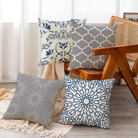 Housse de coussin YINUAN gris marine, motif géométrique moderne mandala, fermeture éclair, housse de coussin décorative