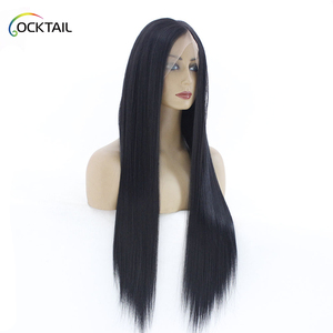 Pelucas de Cabello Sintético Resistente al Calor Kanekalon Futura, <span class=keywords><strong>Venta</strong></span> al por Mayor, Peluca Sintética con Frente de Encaje y Partidura Profunda para Mujeres Negras - Product Image 3