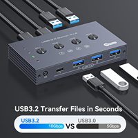 USB 3.2 Anahtarlayıcı, 4 Bilgisayar 1 USBC ve 3 USBA Cihazını Ortaklaşa Kullanır, 10Gbps 4 Portlu USB Anahtarlayıcı