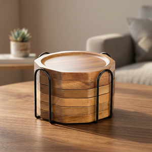 TAQI CRAFT INTERNATIONAL - Posavasos Clásicos Hechos a Mano de Madera Natural, 100 mm de Diámetro, Duraderos, Ligeros y Antideslizantes - Product Image 5