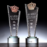 Personnalisé Or Argent Bronze Métal Couronne Trophée Verre et Cristal Coupe Prix pour les événements de concours de beauté Trophées et médailles élégants
