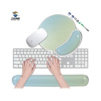 Tapis de souris en gel de silicone transparent avec repose-poignet, design arc-en-ciel de dessin animé, couleur et forme personnalisables pour usage au bureau