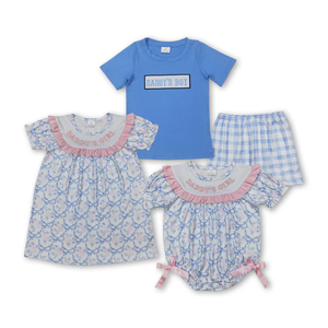 ชุดเดรสเด็กผู้หญิงแขนสั้นปักลายสม็อคยาวระดับเข่าแบบใหม่ - Product Image 6