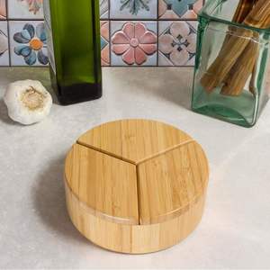 <b>Bamboo</b> Condiment <b>Container</b> Swivel Lid Magnetic Airtight For Solid Seasonings - Product Image 1