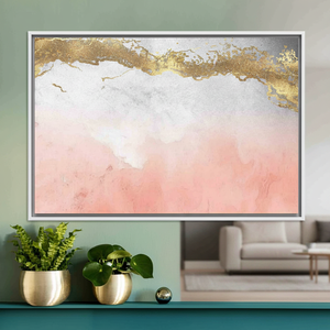 Pink and <b>Gold</b> Marble Canvas Print: Contemporary Wall Art,WHITE <b>FRAMED</b> CANVAS - Product Image 3