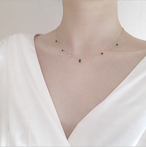 Collana di Lusso Antica Retrò in Argento Sterling 925 Placcato Oro Turco con Smeraldo Verde e Rosa - Product Image 5