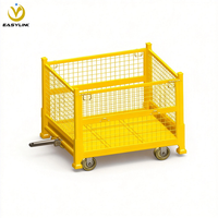 EASYLINK - Chariot pliable robuste en treillis métallique avec barre de remorquage et roulettes, conteneur de stockage d'entrepôt empilable et pliable