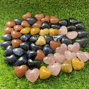 5MM אהבת לב אבן טבעי באיכות גבוהה מלוטש Sodalite רוז קוורץ קריסטל לב עבור מתנה