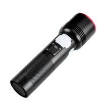 Lampe torche LED télescopique à zoom continu en alliage d'aluminium blanc avec port de charge Type-C, portée du faisceau de plus de 500 m, batterie 18650 et affichage de la charge