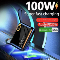 Banco de energía portátil de 10000mAh Pd desmontable Usb a cable tipo C cargador rápido bidireccional Mini banco de energía para Iphone Xiaomi