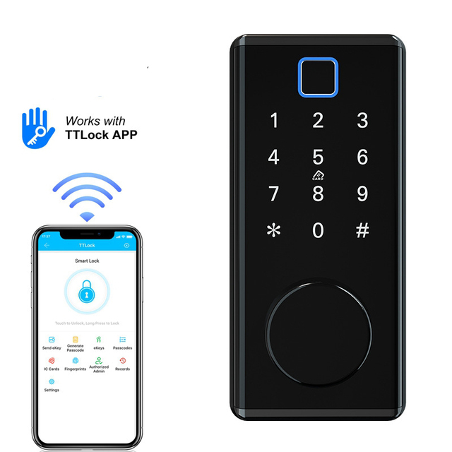 New Smart Biometric Fingerprint Door Lock Aluminum Alloy & Steel Mobile Remote Control & Wi-Fi Handle Yistar ET8 Wood Door